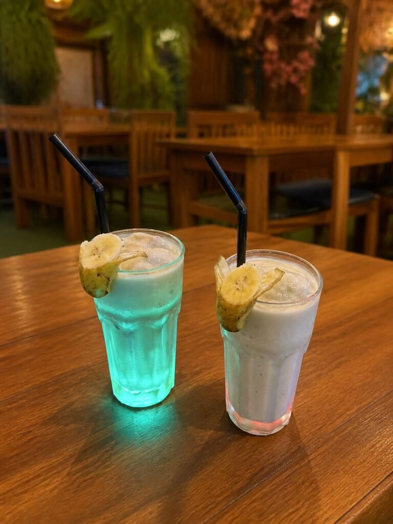 Cocktails on a garden table at WonderlanD, Khao Lak