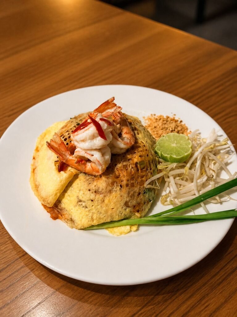 Pad Thai with prawns at WonderlanD Bar & Restaurant