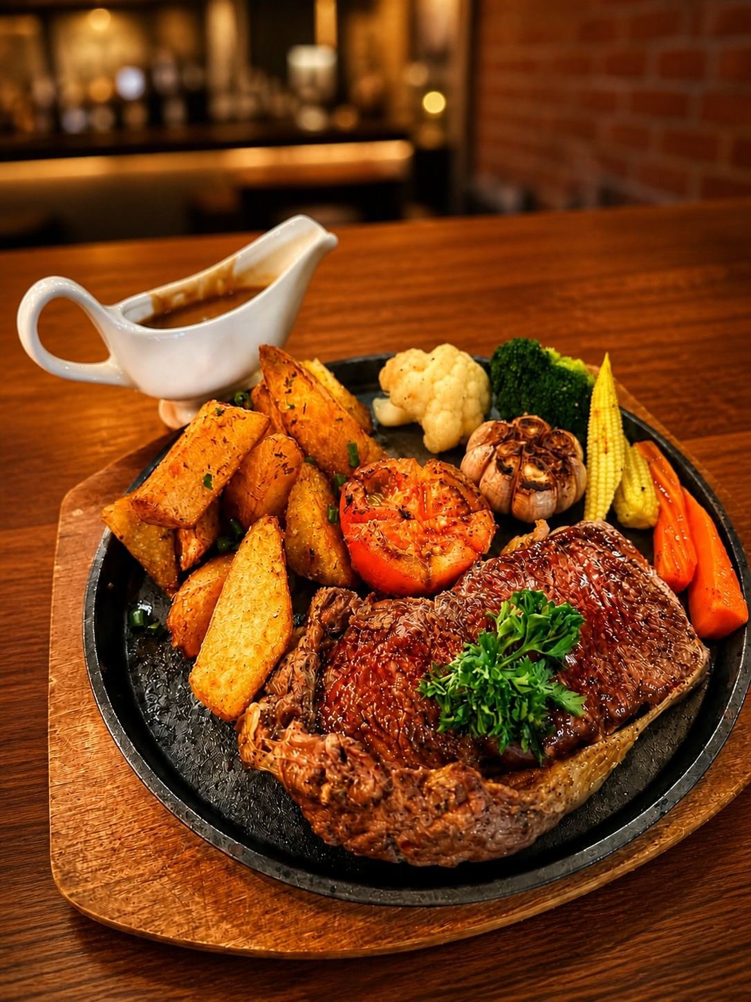 Sizzling steak plate at WonderlanD Khao Lak